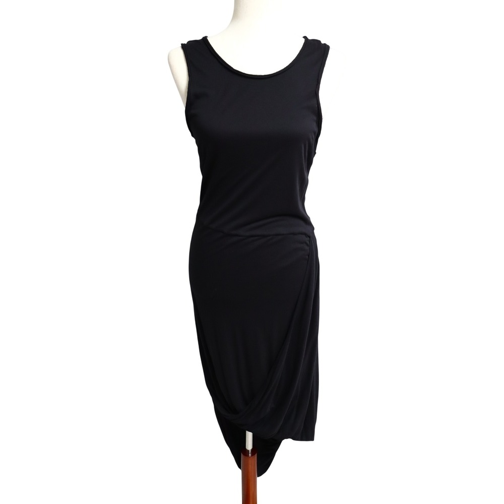 AllSaints Draped Asymmetrical Tank Midi Dress 10 Modal Jersey Tulip Hem Raw Edge